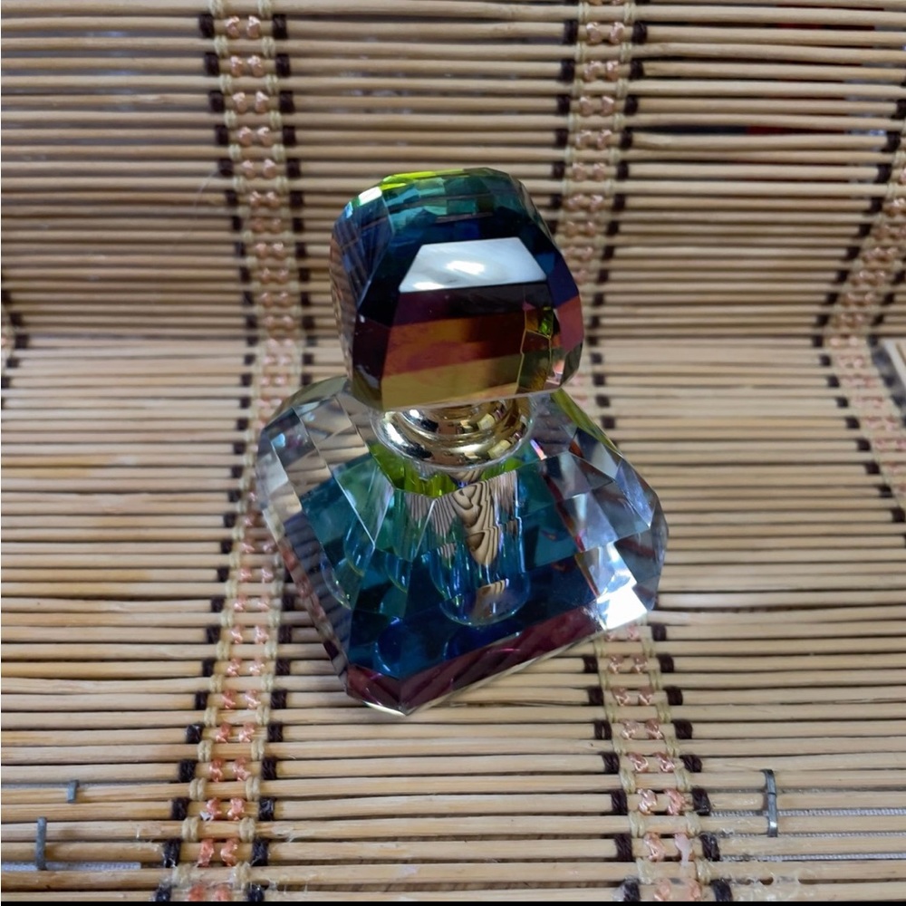 VINTAGE - cut crystal rainbow perfume bottle